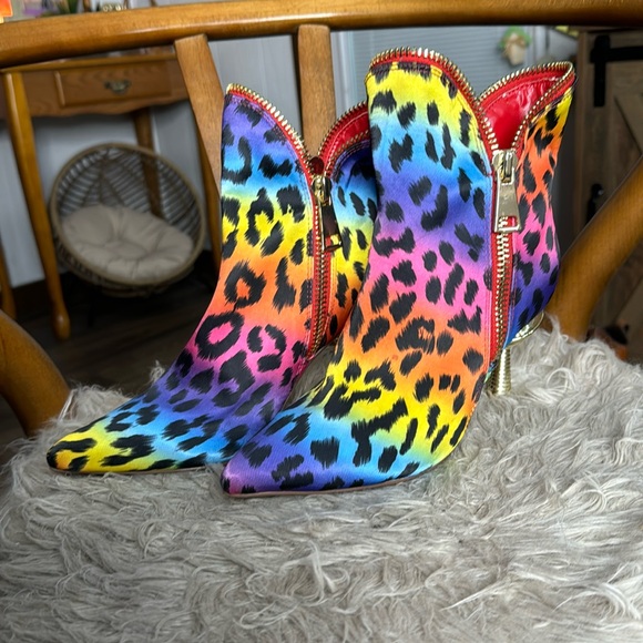 Dolls Kill Rainbow 🌈 Leopard 🐆 Booties - Picture 1 of 5
